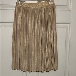 Charlotte Russe Metallic Gold Pleated Midi Skirt